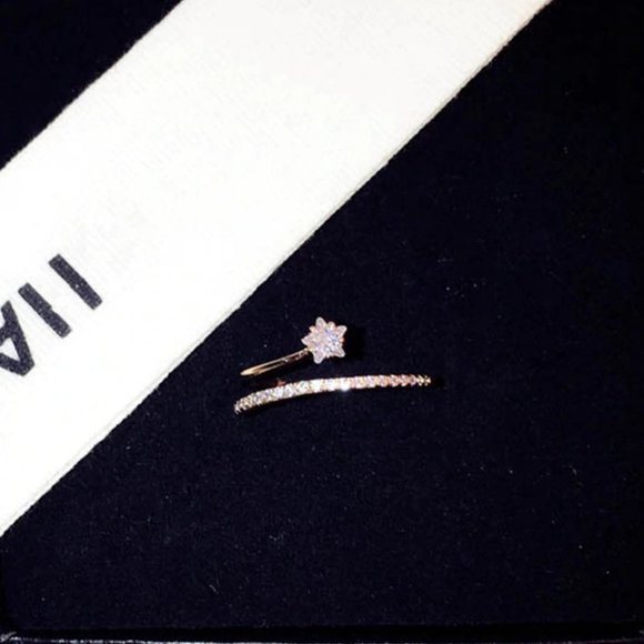 NEW 18K Rose Gold Diamond Star Adjustable Ring - Picture 7 of 11